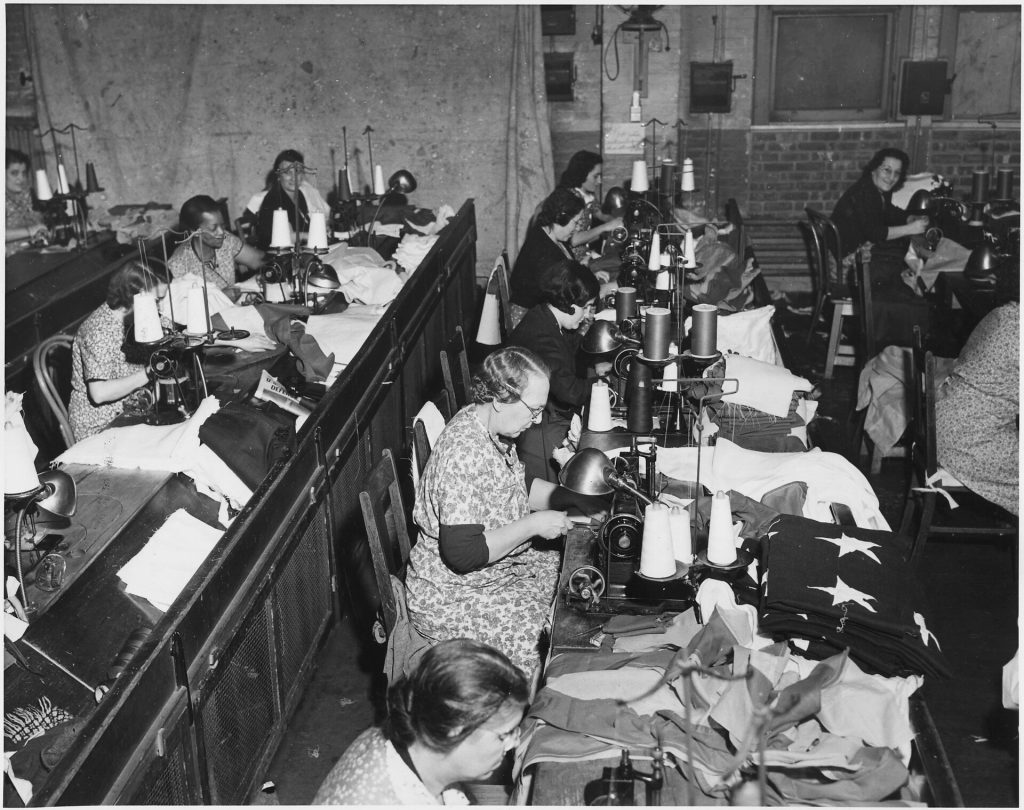 Women workers at the Brooklyn Navy Yard during the Second World War.