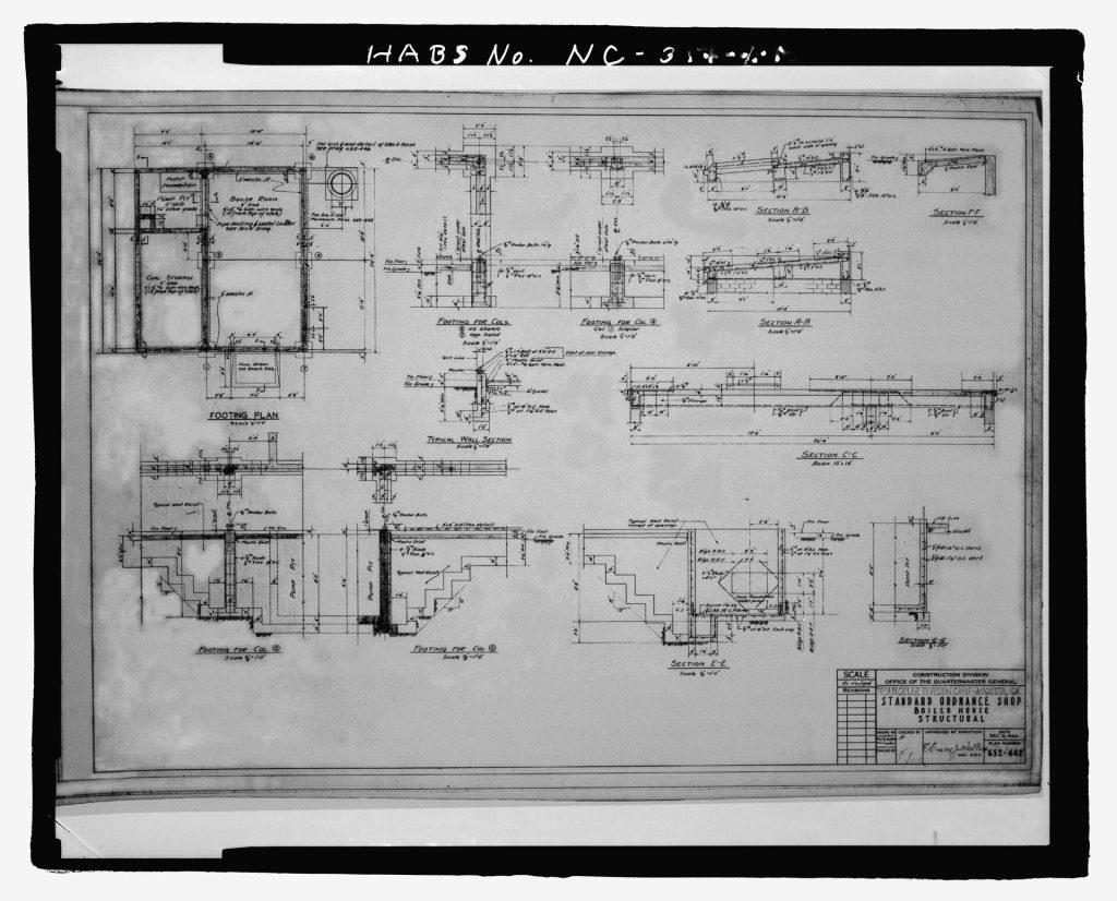 Fort Bragg boiler house, Fayetteville, North Carolina. Historic American Buildings Survey photograph.